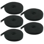 5x 50FT 20mm Reusable Hook Loop Self Adhesive Fastening Sticky Tape Strap Black