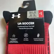 Under Armour Adult UA Soccer Cushioned Over-The-Calf Socks Red X1 Pair Unsex
