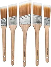 Decomarte Angled Sash Paint Brush Set - Soft Bristle, Long-Handled, Assorted Sizes (1', 1.5', 2') for Doors, Trim, Wall Touch Ups, Enamel, Lacquer