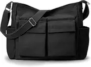 [KALIDI FANCY FOREST] KALIDI Canvas Tote Bag Messenger Bag, Large Crossbody Bag for Women or Men, Casual Canvas Shoulder Bag for College Work Daily