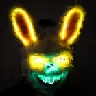 Halloween Cosplay Mask LED Glow Wire Light Up Yellow Scary Soft Bunny Unisex