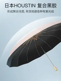 在飛比找Yahoo!奇摩拍賣優惠-日本進口houstin男女士16骨黑膠遮陽傘結實抗風晴雨兩用