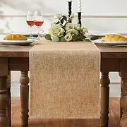 Burlap Style Table Runner Rustic Farmhouse Dining Room Pure Color Decorative Table Runner for Daily Use, Wood Color 30x140cm