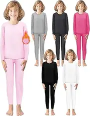 [Taiyin] 6 Sets Girls Thermal Underwear Set for Kids Long Johns Underwear Base Layer Top Bottom for Kids Girls