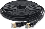 LAPOOH Cat 7 Ethernet Cable 32AWG Oxygen-Free Copper 10Gbps High Speed 600Mhz Bandwidth Flat Internet Network LAN Patch Cord, Black 20m