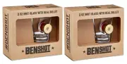 Original BenShot Bulletproof Shot Glass w/ Real Shotgun Shell Wedding ~ 2 PACK