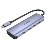 Unitek 4-in-1 Multi Port Hub with USB-C Connector - Grey Includes 4x USB-C Ports - USB3.0 with a Data Transfer Rate of up to 5Gbps - Backwards Compatible with USB 2.0 / 1.1. Plug & Play [H1107K]