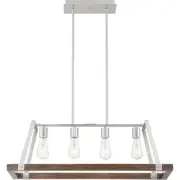 Nuvo Lighting 60/6884 Outrigger Pendant Brushed Nickel and Nutmeg Wood
