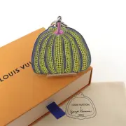 Louis Vuitton Porte Cle Pumpkin Key Ring M01103 Calfskin Silver Metal Yellow