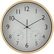 Fuji Boeki Miel 28198 Wall Clock, Width 10.0 x Depth 1.7 x Height 10.0 inches (25.5 x 4.3 x 25.5 cm), Natural Thermometer/Hygrometer Included
