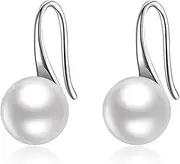 [Salanda] Pearl Drop Earrings Set,Silver Plated Pearl Dangle Earrings for Women Girls, mm, Silver, No Gemstone