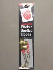 (1) package of BEAR PAW FGLS-1/0 Snelled Hook. GOLD SPOONS. 6 hooks per package