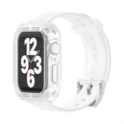 Catzon TPU Apple Watch Band with Bumper Case for iWatch Series 6/SE/5/4/3/2/1-Clear White