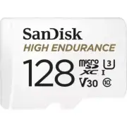 SanDisk microSD High Endurance Video 128 GB card, Class 10, V30, UHS-I U3, White