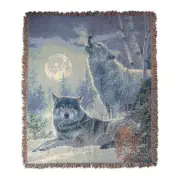 HOWLING WOLF TAPESTRY THROW BLANKET - 50" X 60"