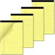 4 Pack of Yellow Legal Pad Writing Pads 5" x 8" Notepad 80gsm Recycled Paper Small Legal Pads College Ruled Note Pads Perforated Legal Pads 30 Sheets Yellow Paper Pad