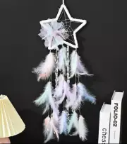 Star Lace Dream catcher Room Wall Hanging Decor with Light Colorful Feather