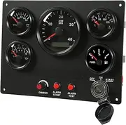 Set of 5 Dash Gauges Multifunction Boat Instrument Panel for RVs for Farm Machinery Dimmer (Size : Black Dial)