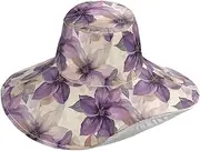 [Yoogain] Flowers Lavender and Beige Foldable Visors for Women Sun Protection for Beach Decorative Sun hat uv Protection for Womens Tennis Hawaiian Gorras para Mujer, Flowers Lavender and Beige, One Size
