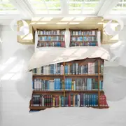 3D Bookshelf Pattern Quilt Cover Set Bedding Set Pillowcases 93