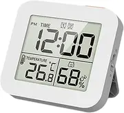 Room Thermometer, Humidity Monitor, Abs Humidity Clock Meter, 12h/24h Switching Backlight Digital Hygrometer, and ℃ Switching Humidity Meter with Temperature, Humidity Gaugee for Nursery Bedr