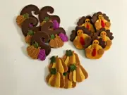 FELT fall thanksgiving felt shapes 5 turkey 5 pumpkin 5 cornucopia MINI SIZE NEW
