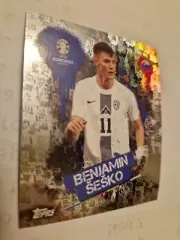 Topps Euro 2024 Sticker - Rare Topps Background - SVN 3 - Benjamin Sesko