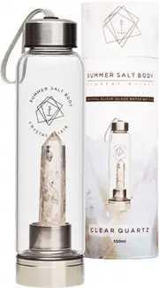 Crystal Elixir Glass Water Bottle (Clear Quartz) - 550mL