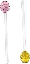 LIGIGWASH Glass Honey Spoon Set 2pc Honey Dripper Stick for Pot Syrup Spoon Jam Stirrer