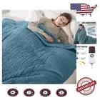 Luxurious Full Electric Blanket - Sherpa Heated Comfort in Slate Blue, 72"x84"