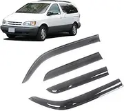 Auto Side Window Wind Deflectors Visors Black Rain Guard Door Visor Vent Shades Dark Smoke Ventvisor Compatible with Toyota Sienna 1998-2020(Compatible with XL30 2011-2020)