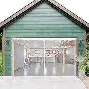 Magnetic Garage Door Screen 16x7ft Mesh Net Curtain, Pets friendly, Retractable Fiberglass doors Cover Closure for Carport Patio sunroom balcony porch gazebo backyard greenhouse RV (White, for 16x7ft)