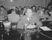 John Von Neuman at a Meeting 1955 Old Photo - Dr. John Von Neuman, Atomic Energy