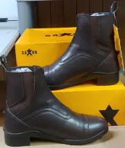 New Saxon Syntovia Kids Zip Paddock Boots Children Sizes Color Brown