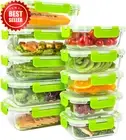10-Pack Glass Meal Prep Containers with Airtight Leakproof Lids Dishwasher Safe