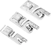 3pcs Narrow Rolled Hem Pressure Foot, 3mm 4mm 6mm Sewing Rolled Hemmer Foot for Low Shank Snap-on Sewing Machine, for Singer, Brother, Babylock Sewing Machine