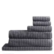 6pc Canningvale Alessia Cotton Bamboo Quick Drying Rib Towel Set Porcini Grey