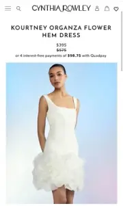 NWT - Cynthia Rowley Kourtney Organza Flower Hem Dress Women's Size 4