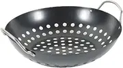 Milisten Non-Stick Grill Wok Professional Grill Basket Drainage Wear-Resistant Baking Pan for BBQ