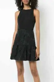 NWT 195.00 AIDAN MATTOX CREPE AND JACQUARD DRESS BLACK SIZE 2