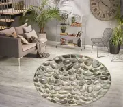 3D Smooth Grey Pebbles NBC495136 Game Rug Mat Elegant Photo Carpet Mat Romy