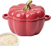 Pumpkin Bowl - Pumpkin Serving Bowl with Lid,Jar with Handle, Pots for Cooking, Not-Stick Cookware, Kitchen Soup Pot for Holiday Halloween