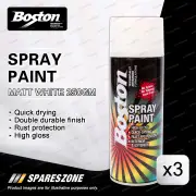 3 x Boston Matt White Spray Paint Can 250 Gram High Gloss Rust Protection
