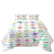 Multi Colored Dinosaurs Drawings and Names Coverlet