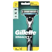 Gillette Mach 3+ Razor Handle + 2 Cartridges Extra Lubricating Strip
