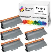 5-Pack Compatible Toner Cartridge for Brother TN-3340 TN3340 (8,000 Pages) for Brother DCP8155DN HL5440D HL5450DN HL5470DW HL6180DW MFC8510DN MFC8910DW MFC8950DW