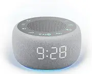 White Noise Machine & Alarm Clock 2 in 1, 18 Soothing Sound for Sleeping, 7 Night Light, Volume Control, Sleep Timer, Memory Function, Sound Machine for Sleeping Baby Adults Kids