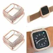 Bling Apple Watch Series 7 Bezel Face Case Zirconia Diamond Rose Gold 45 mm