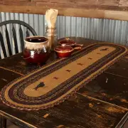 Heritage Farms Crow Braided Jute Table Runner 13x48" mustard tan black burgundy