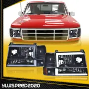 Fit For 92-96 Ford F150/F250/F350 LED DRL Bumper Headlights+Amber Corner Lamp (for: Ford)
